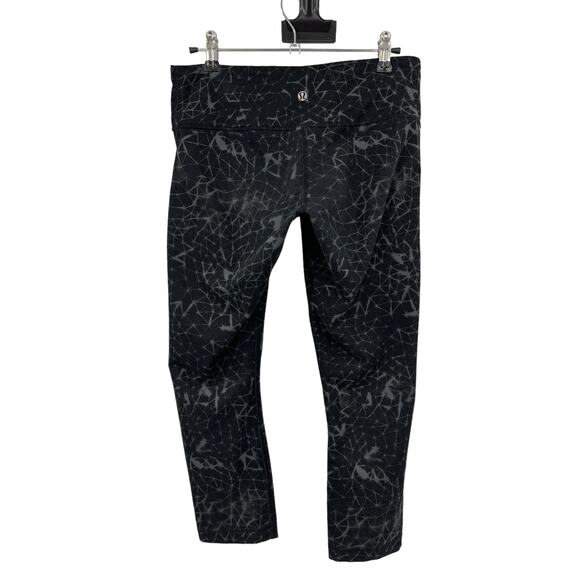 Lululemon Leggings Womens 8 Wunder Under Crop II Star Crushed Coal Black - Picture 2 of 5